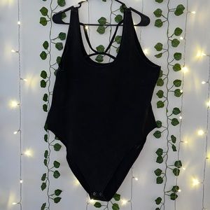 Black Semi-Faded Leotard With Crisscrossed design